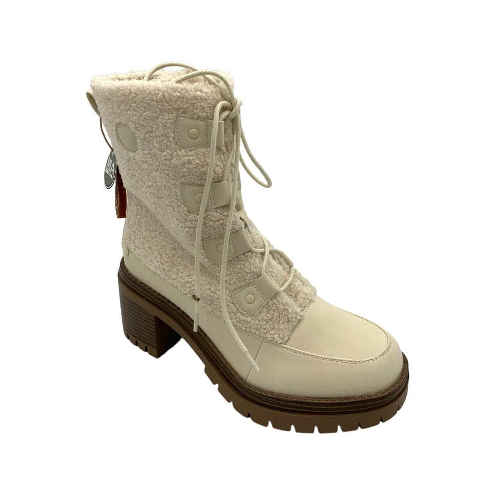 MIA Women's Alpes Lace-Up/Zip Sherpa Platform Boots Natural - Medium